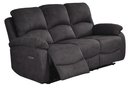 Roma Grey Fabric Electric 3 Seater Sofa