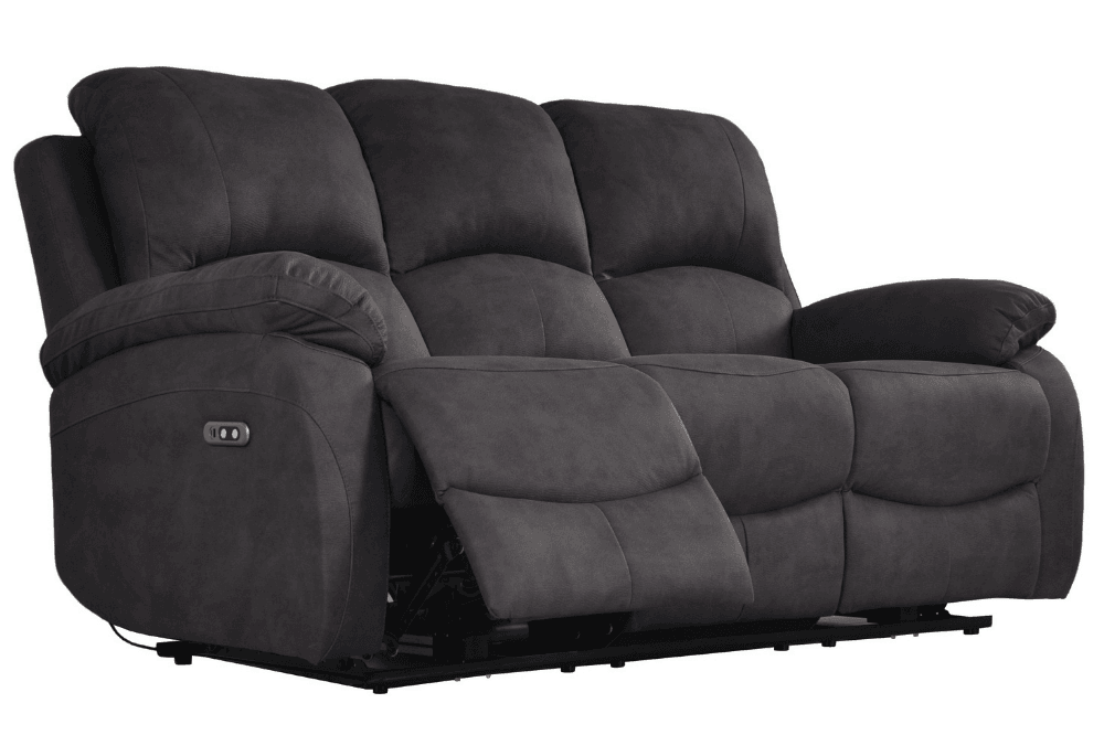 Roma Grey Fabric Electric 3 Seater Sofa