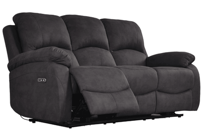 Roma Grey Fabric Electric 3 Seater Sofa