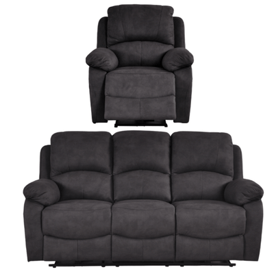 Roma Grey Fabric Electric Recliner 3+1 Seater Sofa Set