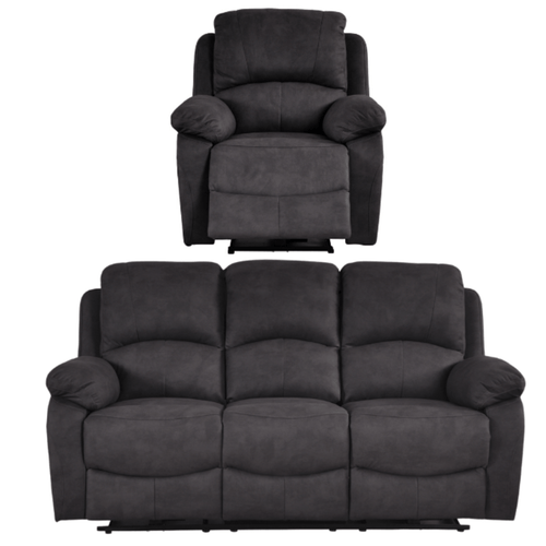 Roma Grey Fabric Electric Recliner 3+1 Seater Sofa Set