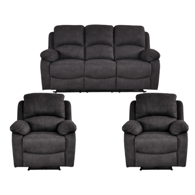 Roma Grey Fabric Electric Recliner 3+1+1 Seater Sofa Set