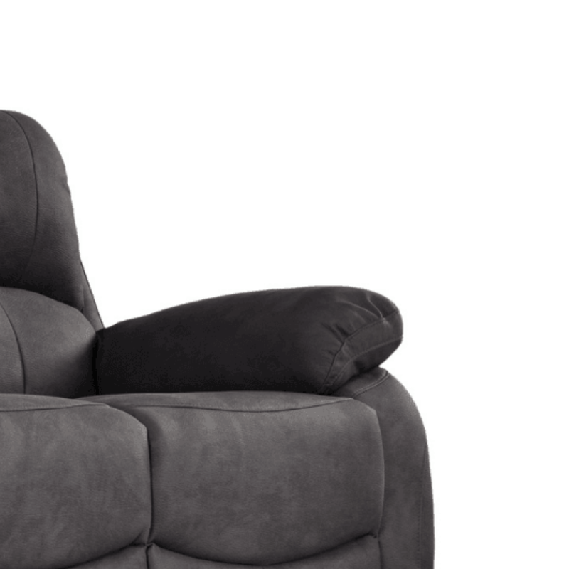 Grey recliner chair with armrest on a white background