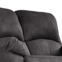 Grey sofa with a close-up view of the cushions on a white background