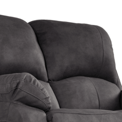 Grey sofa with a close-up view of the cushions on a white background