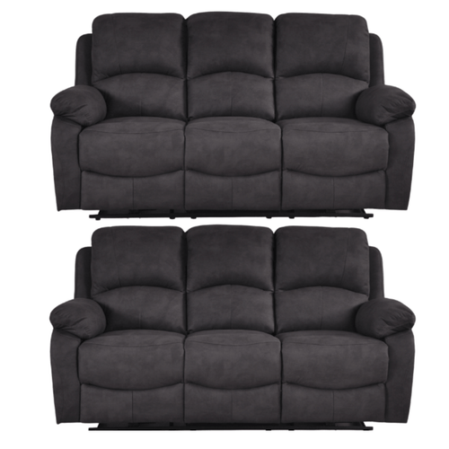 Roma Grey Fabric Electric Recliner 3+3 Seater Sofa Set
