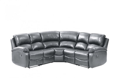 Roma Grey Leather Manual Recliner 5 Seat Corner Sofa