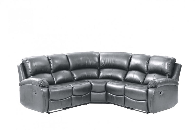 Roma Grey Leather Manual Recliner 5 Seat Corner Sofa - Furniture Instore