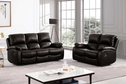 Roma Brown Leather Manual Recliner 3+2 Seater Sofa Set