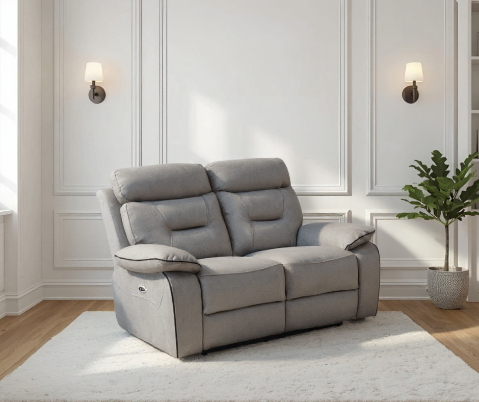 Foster Light Grey Fabric Electric Recliner 2+2 Seater Sofa  Set