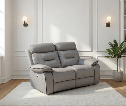 Foster Light Grey Fabric Electric Recliner 2+2 Seater Sofa  Set