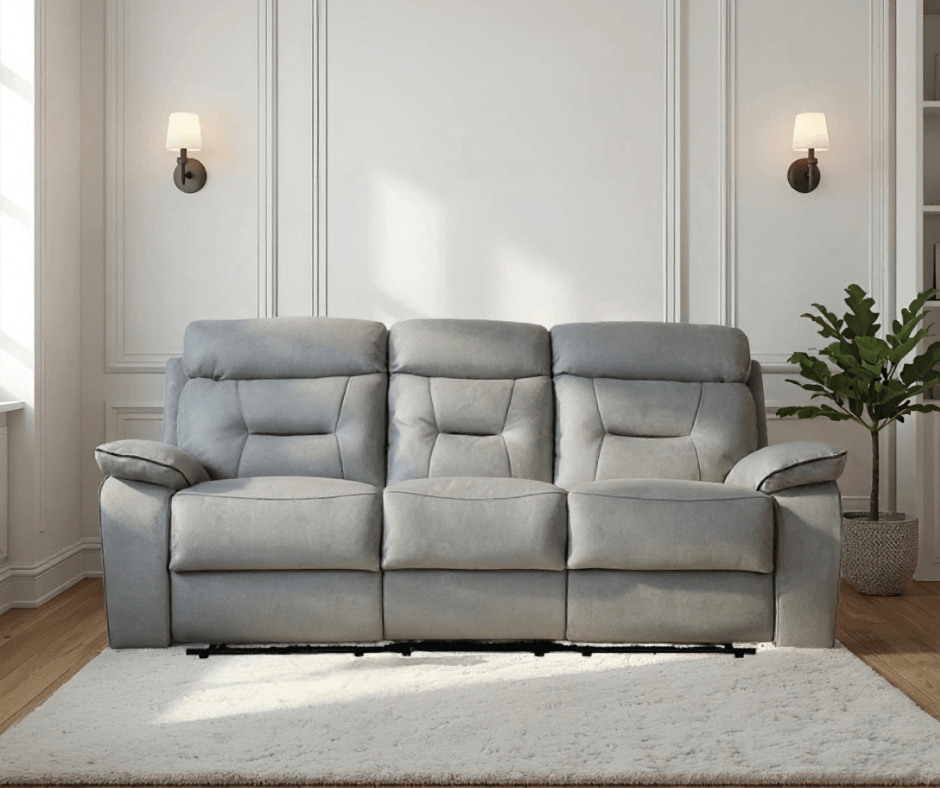 Foster Light Grey Fabric Electric Recliner 3+2+1 Seater Sofa Set - Furniture Instore