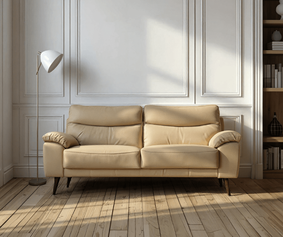 Vantage Genuine Leather Cream 3+2 Seater Sofa Set