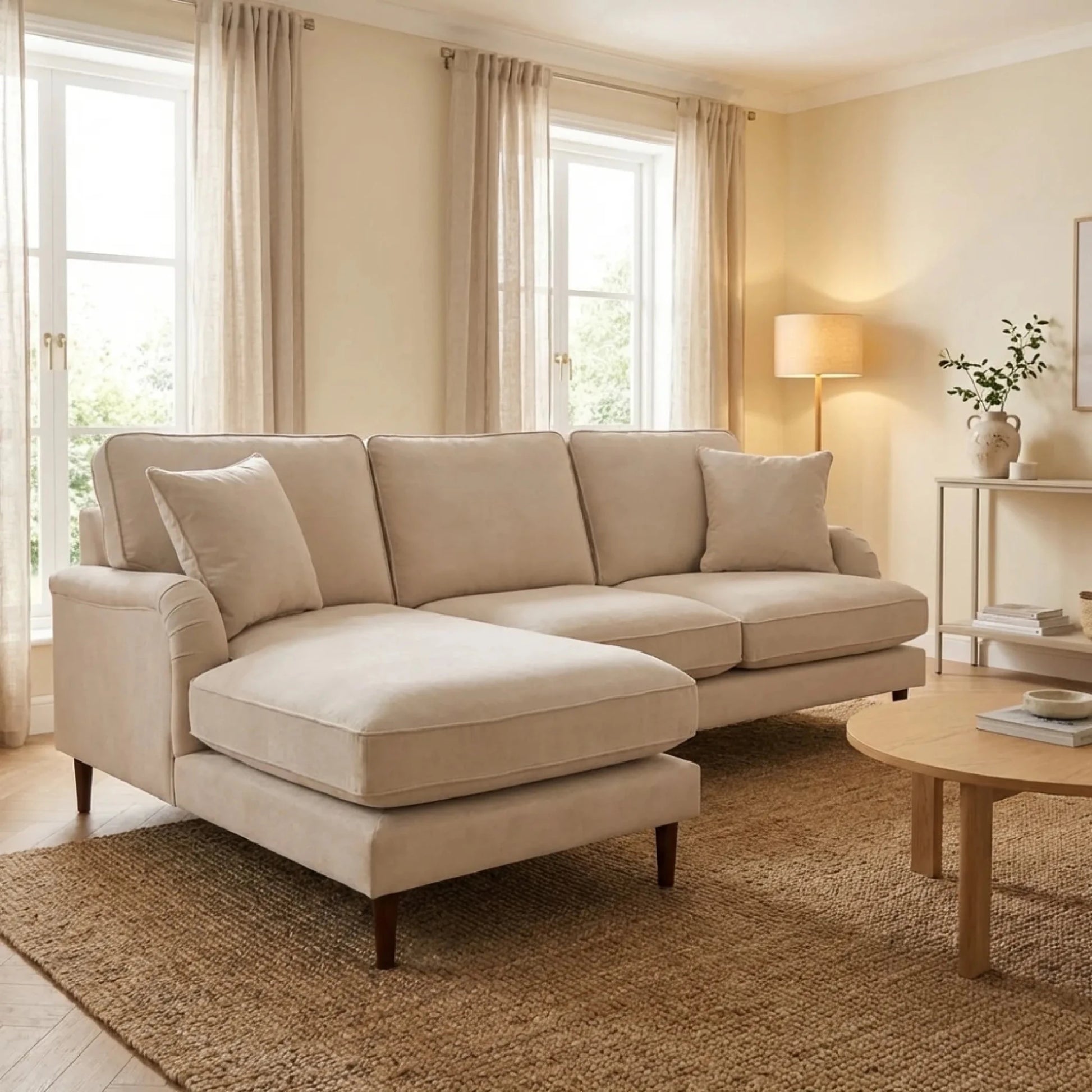 Rupert Beige Fabric Left Hand Corner Sofa - Furniture Instore