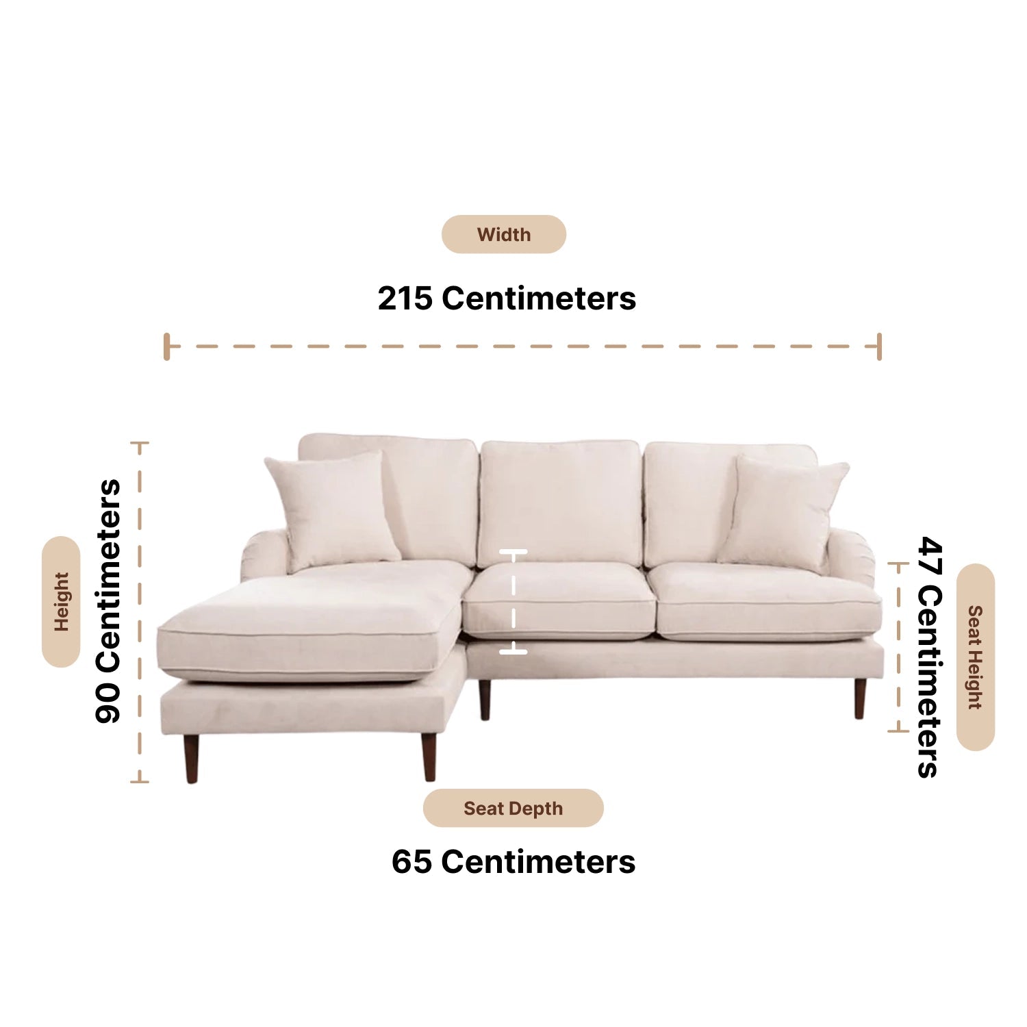 Rupert Beige Fabric Left Hand Corner Sofa - Furniture Instore