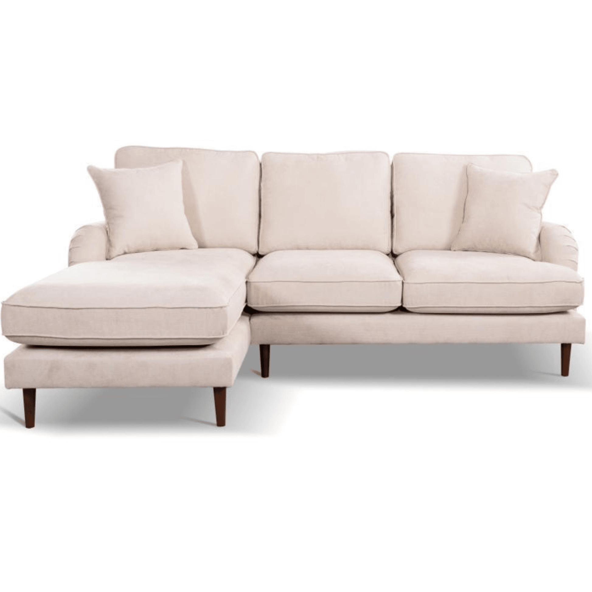 Beige sectional sofa on a white background
