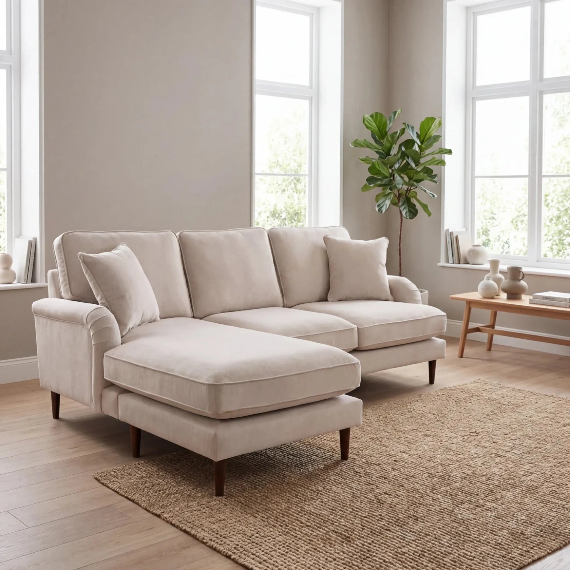 Rupert Beige Fabric Left Hand Corner Sofa - Furniture Instore