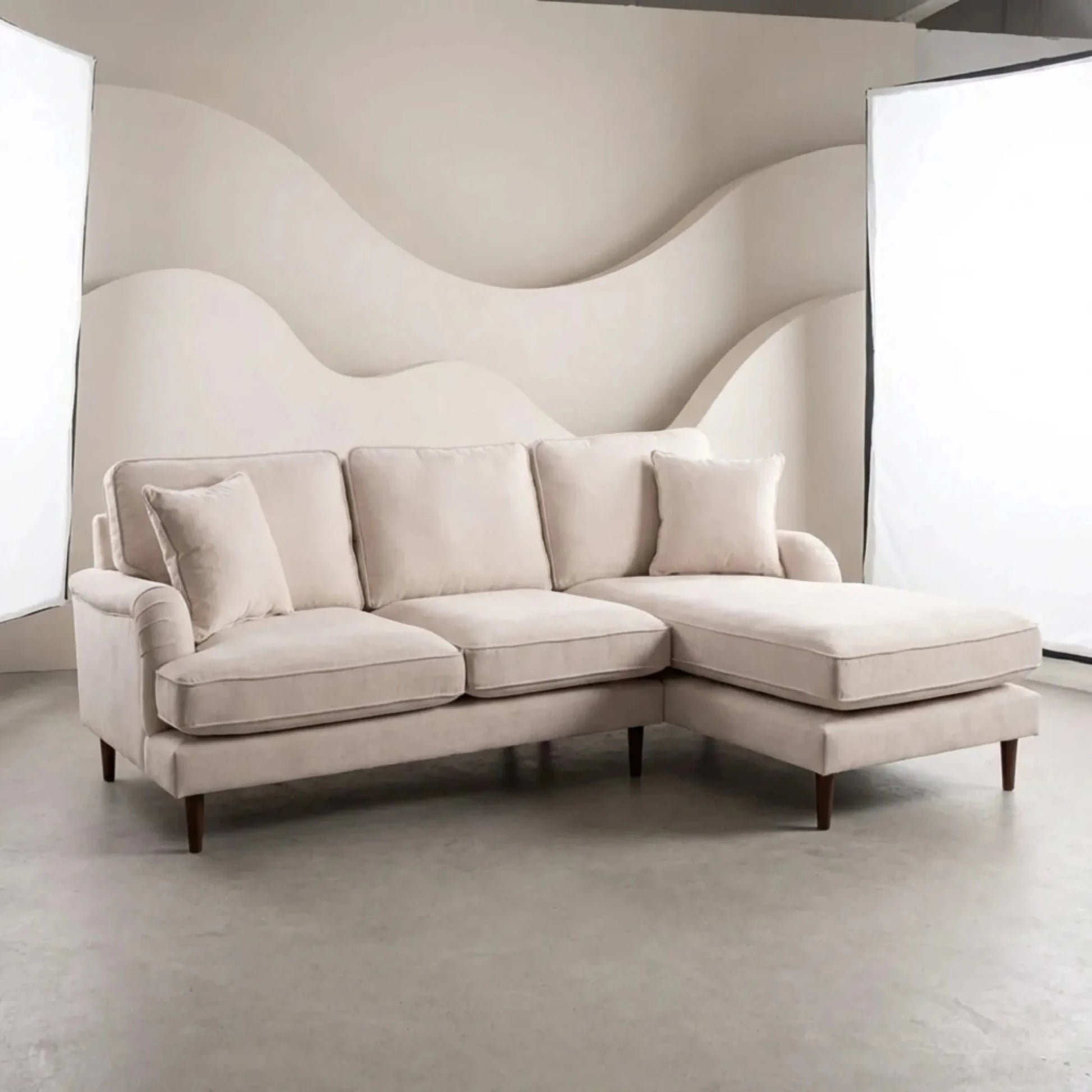 Rupert Beige Fabric Right Hand Corner Sofa - Furniture Instore