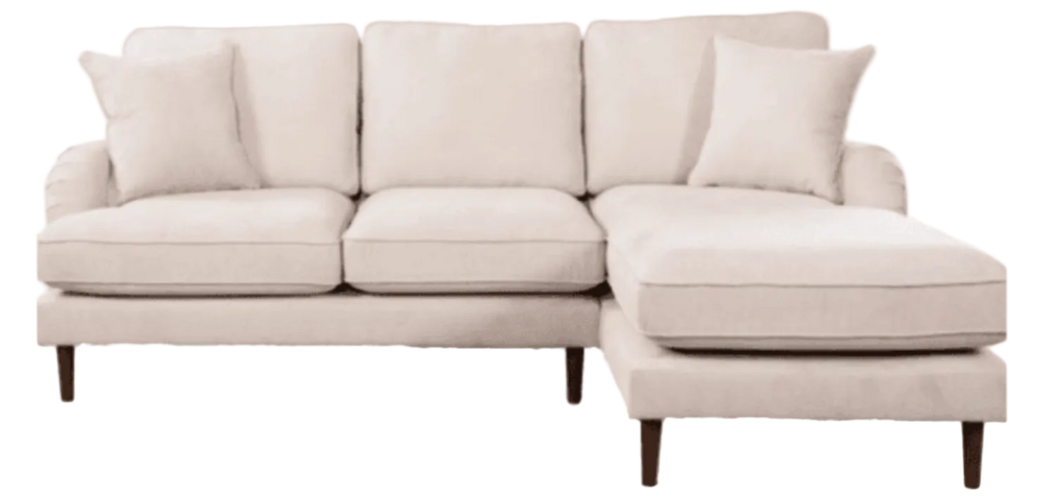Beige sectional sofa on a white background