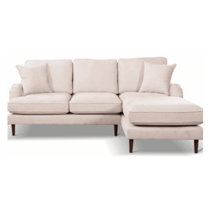 Beige sectional sofa on a white background