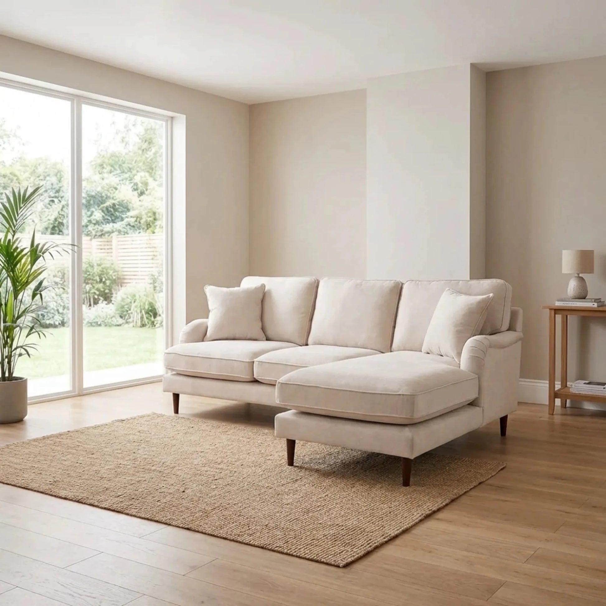 Rupert Beige Fabric Right Hand Corner Sofa - Furniture Instore