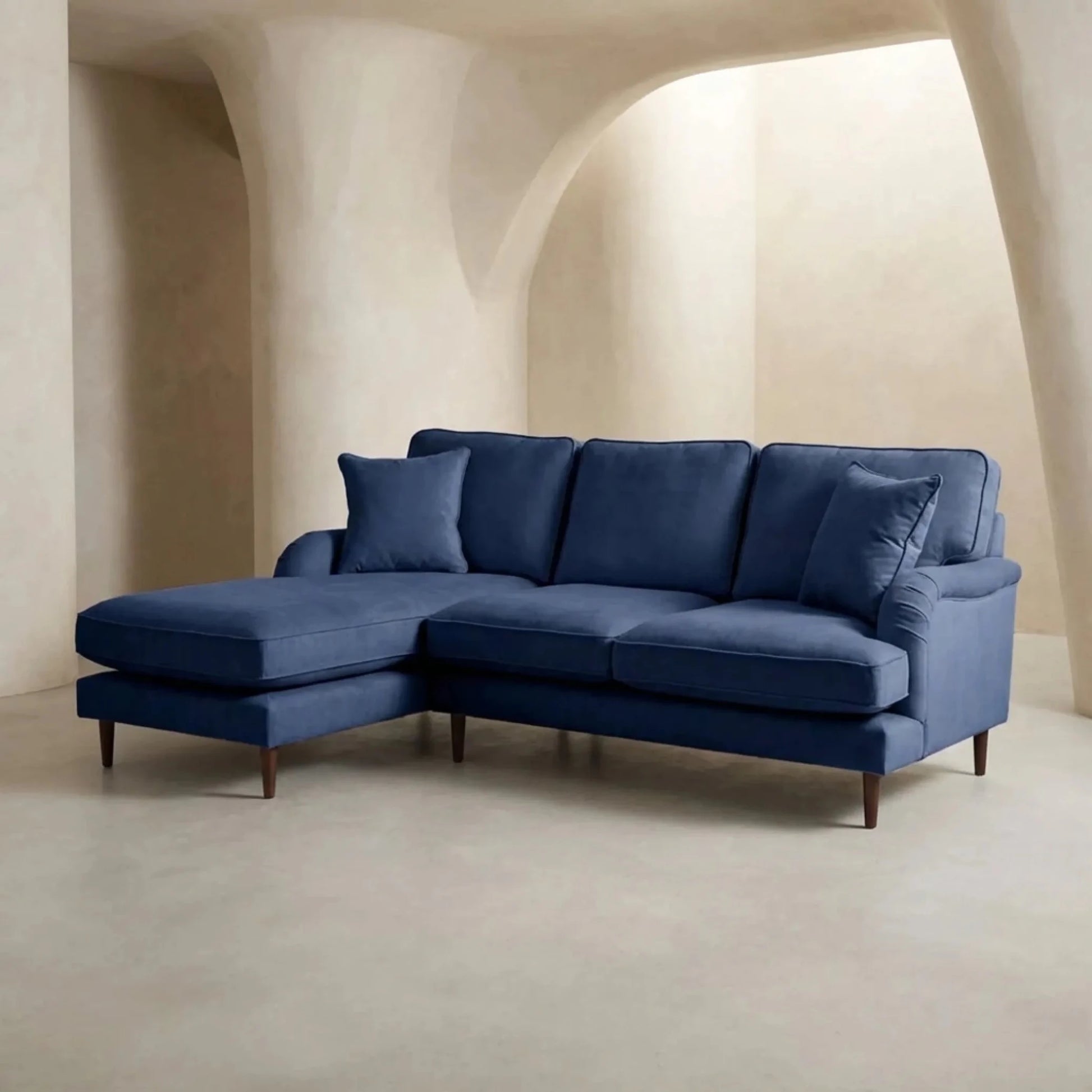Rupert Navy Fabric Left-Hand Corner Sofa - Furniture Instore