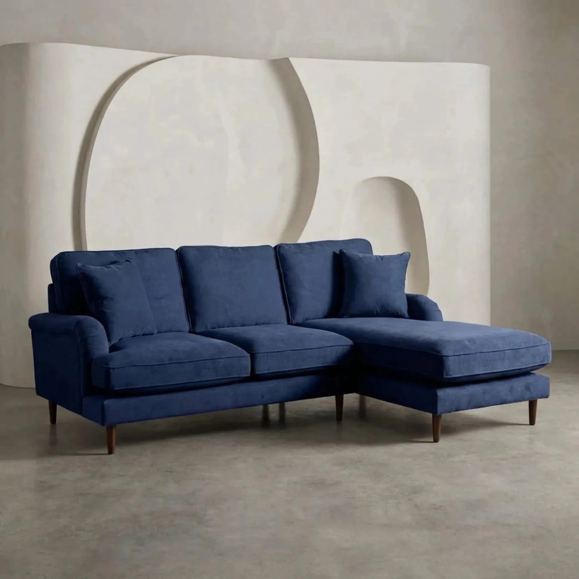 Rupert Navy Fabric Right Hand Corner Sofa - Furniture Instore