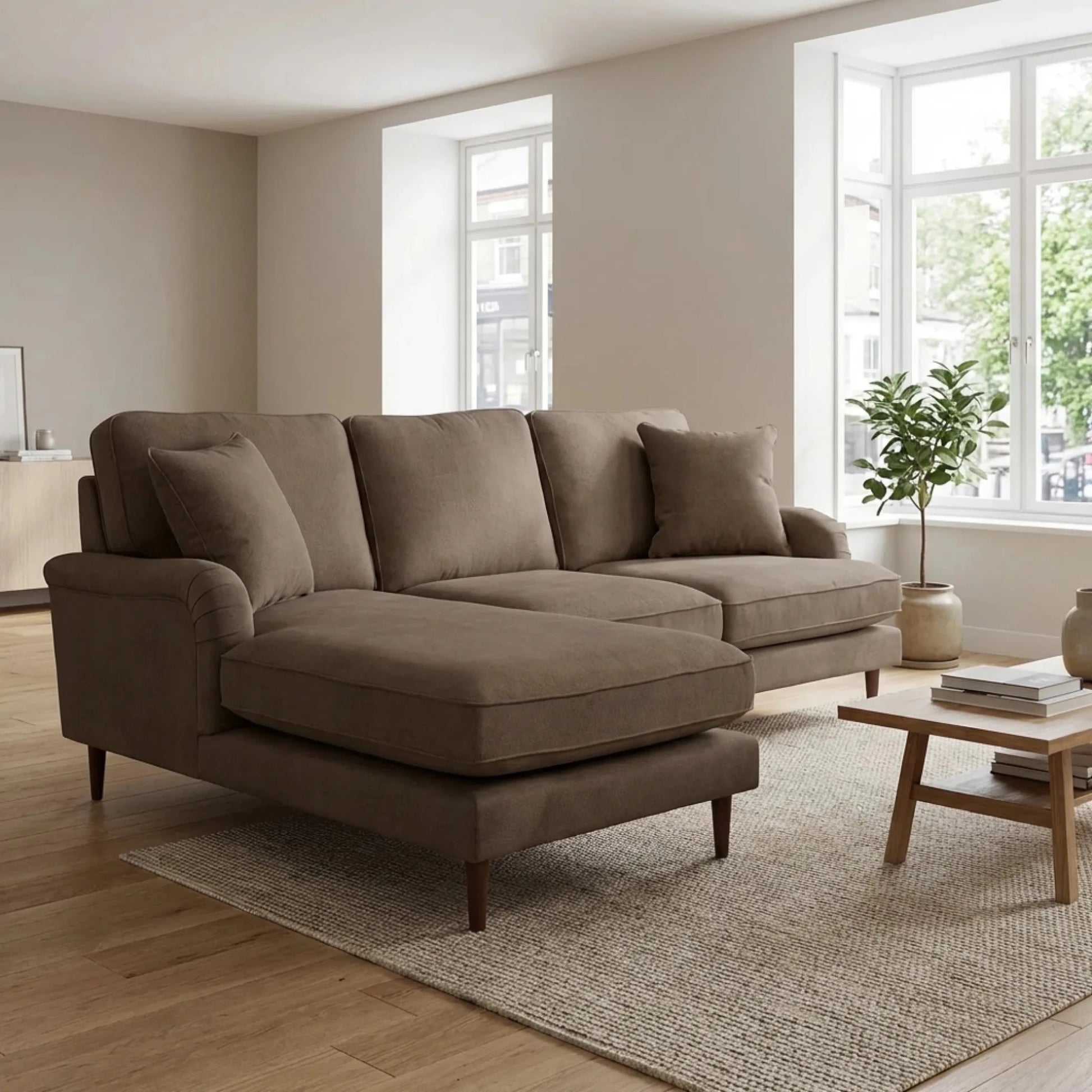 Rupert Nutmeg Fabric Left Hand Corner Sofa - Furniture Instore