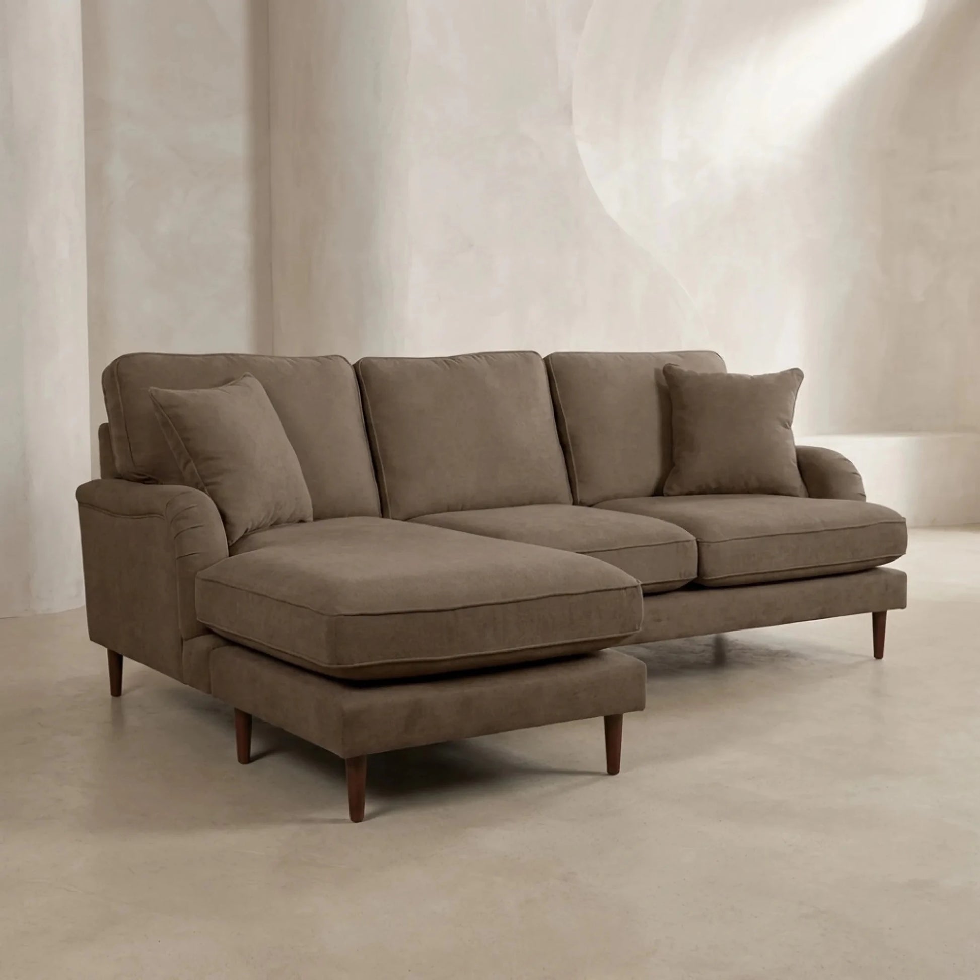 Rupert Nutmeg Fabric Left Hand Corner Sofa - Furniture Instore