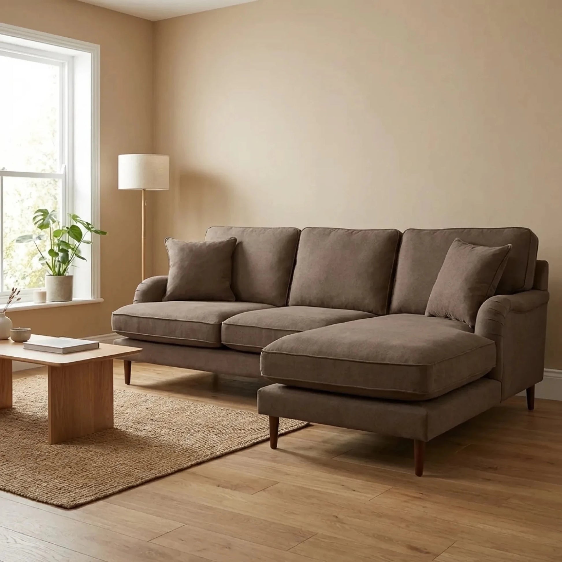 Rupert Nutmeg Fabric Right Hand Corner Sofa - Furniture Instore