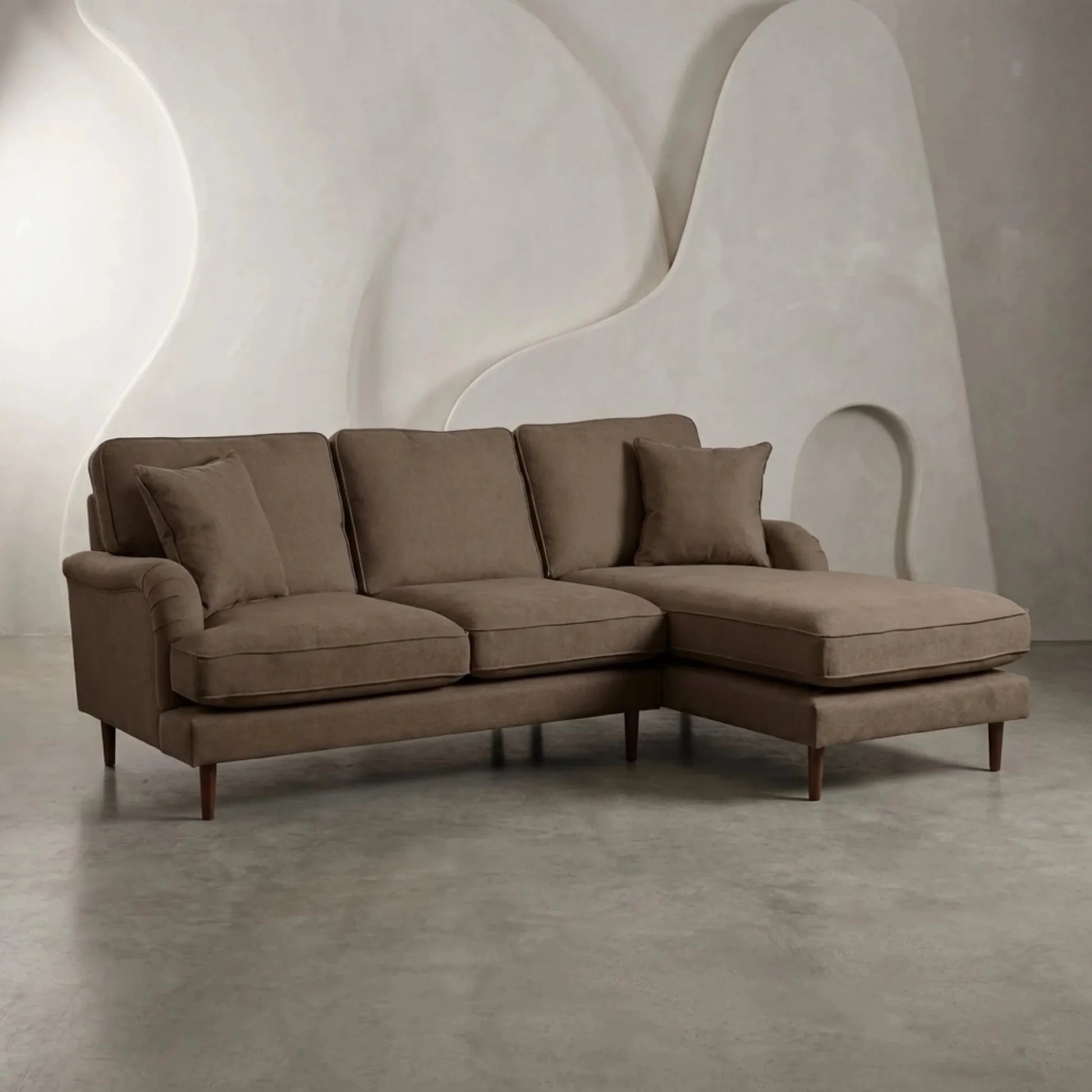 Rupert Nutmeg Fabric Right Hand Corner Sofa - Furniture Instore