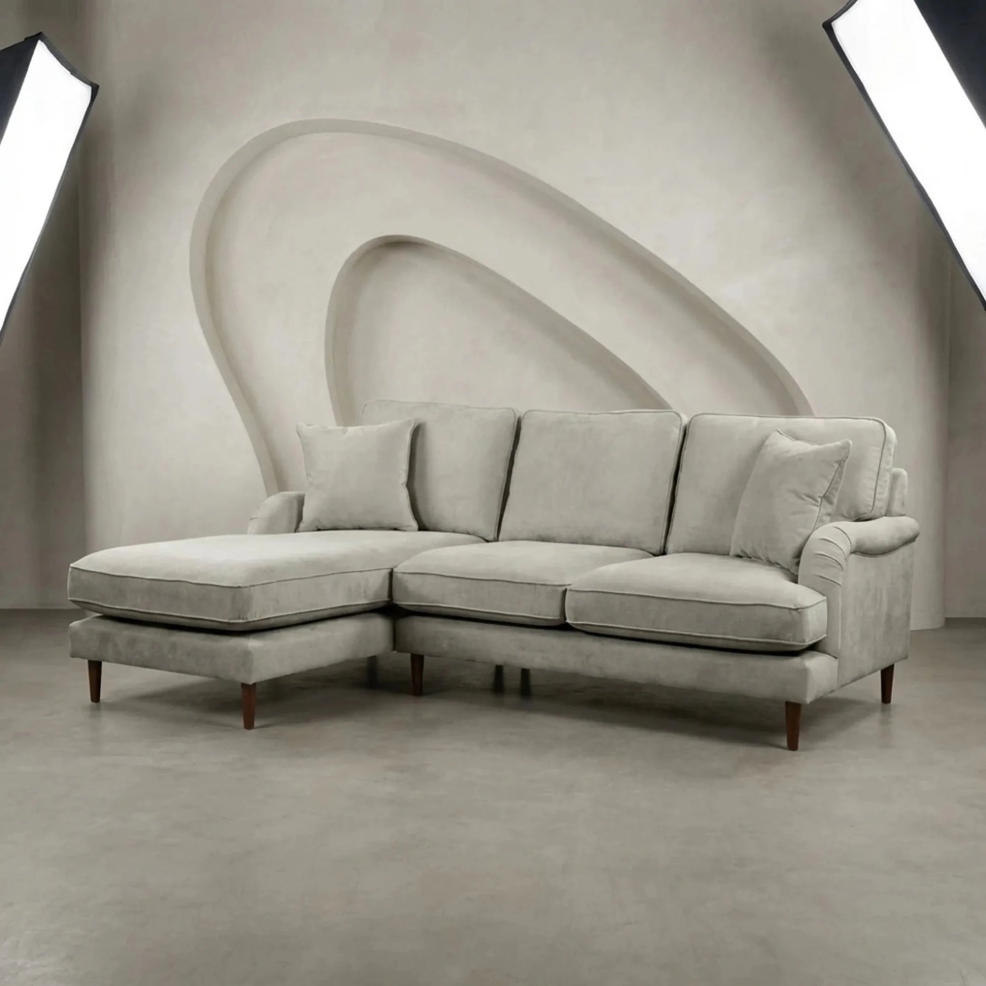 Rupert Silver Fabric Left Hand Corner Sofa - Furniture Instore