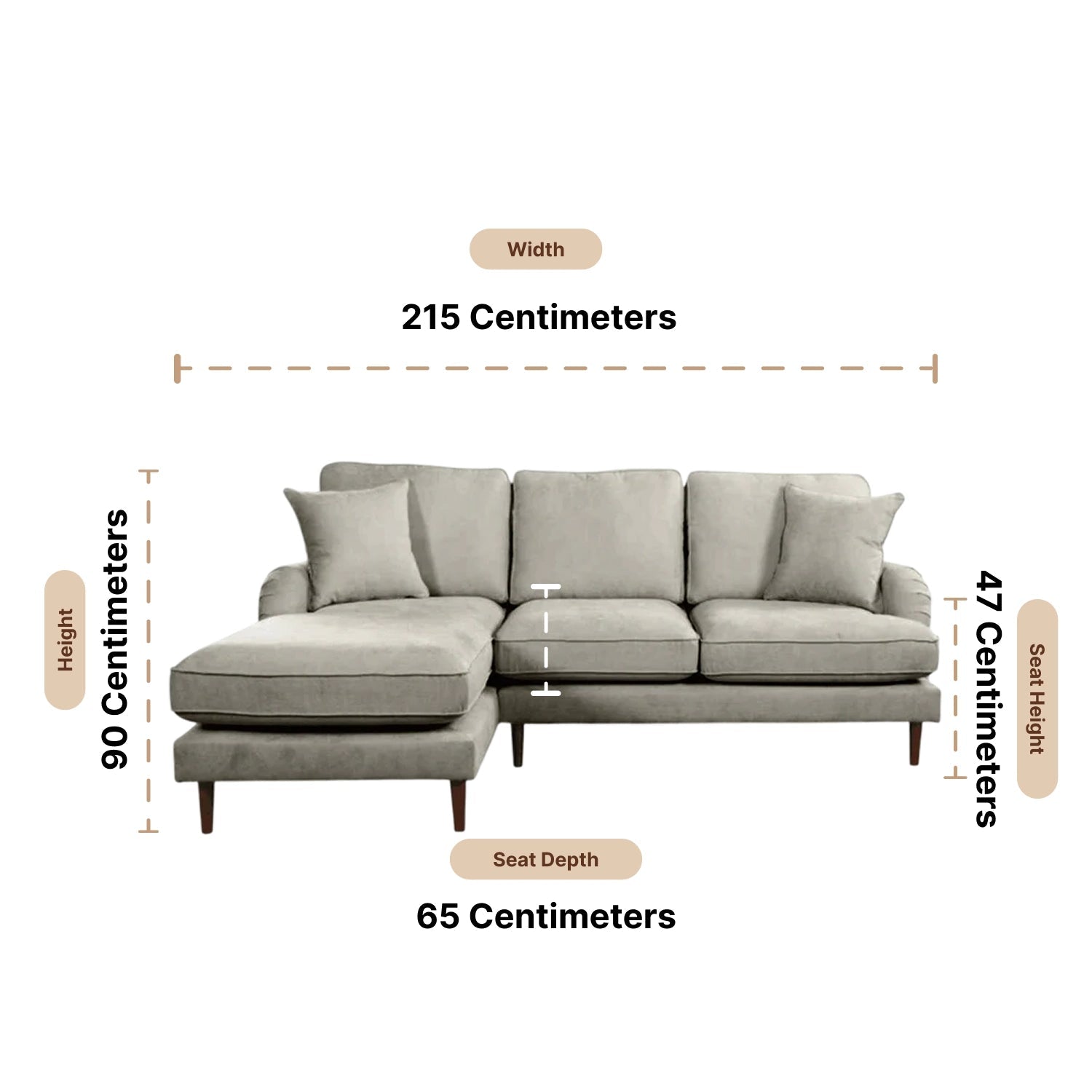 Rupert Silver Fabric Left Hand Corner Sofa - Furniture Instore