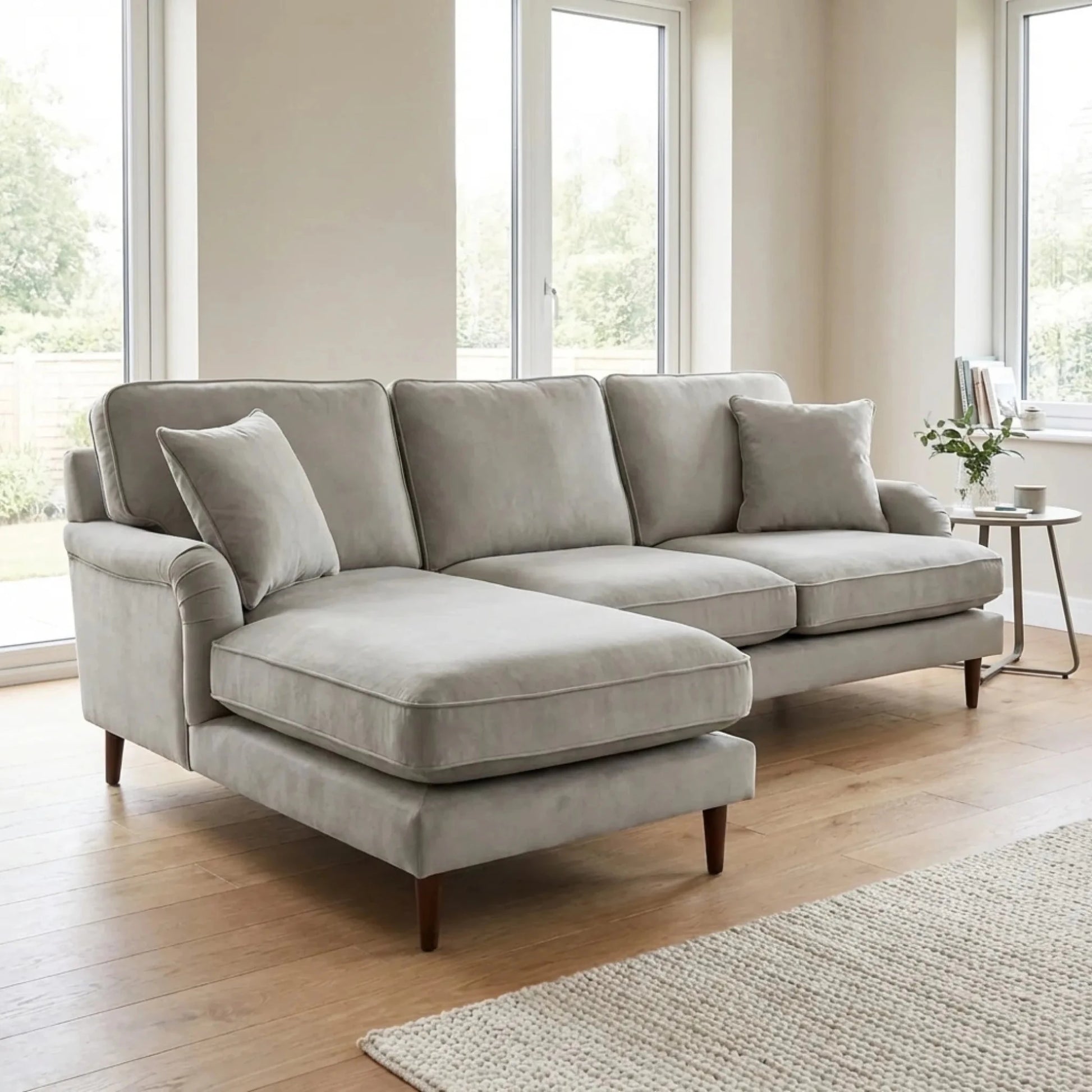 Rupert Silver Fabric Left Hand Corner Sofa - Furniture Instore