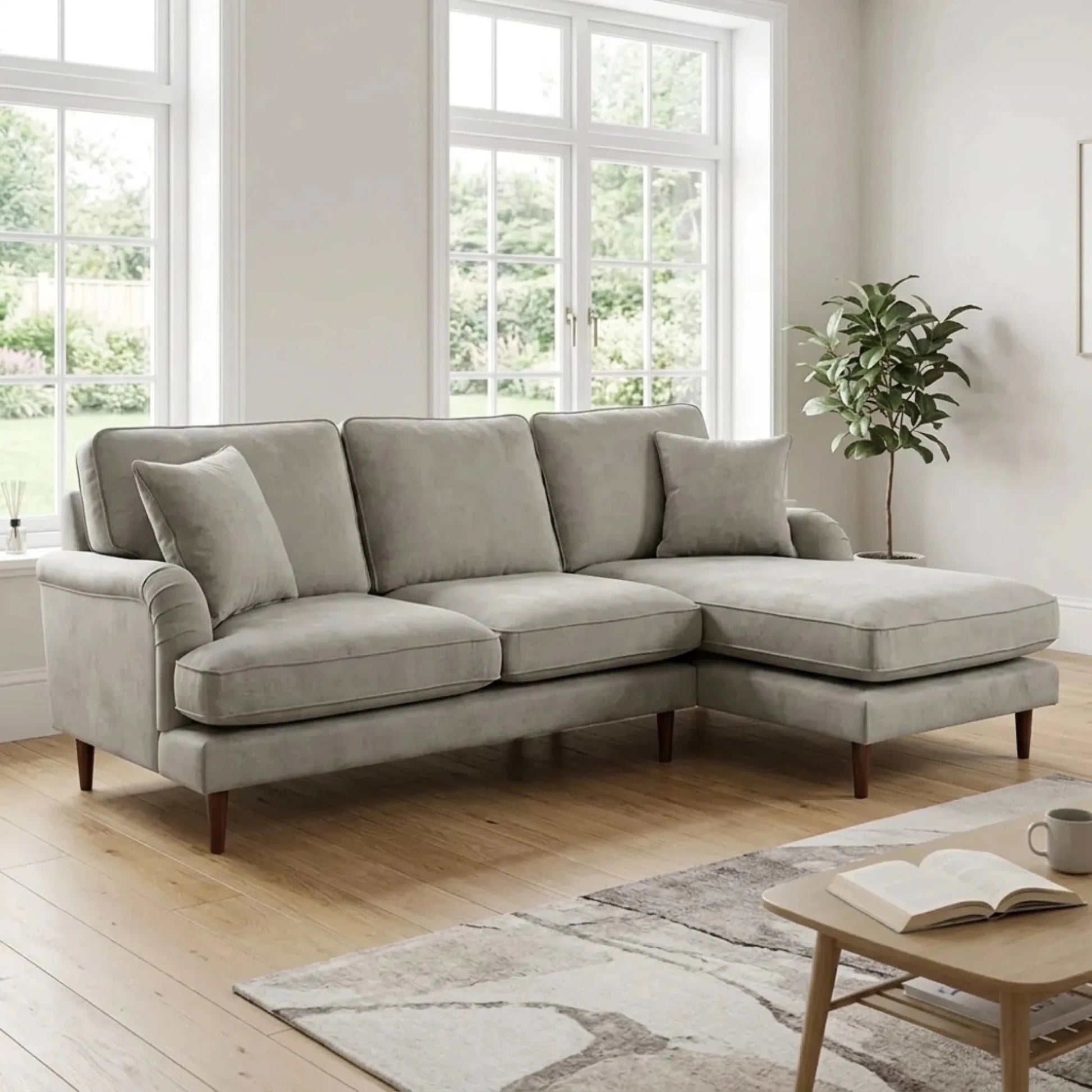 Rupert Silver Fabric Right Hand Corner Sofa - Furniture Instore