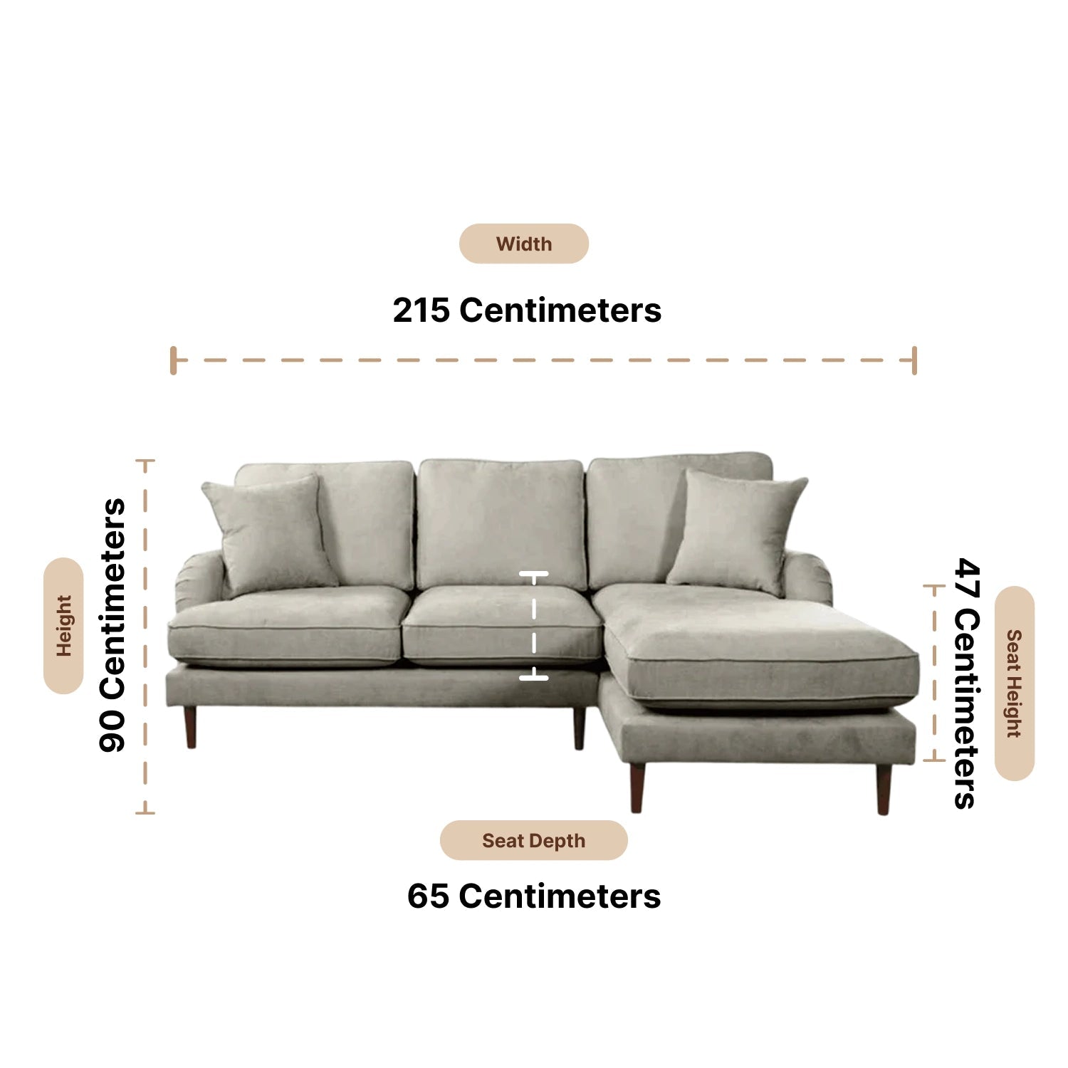 Rupert Silver Fabric Right Hand Corner Sofa - Furniture Instore