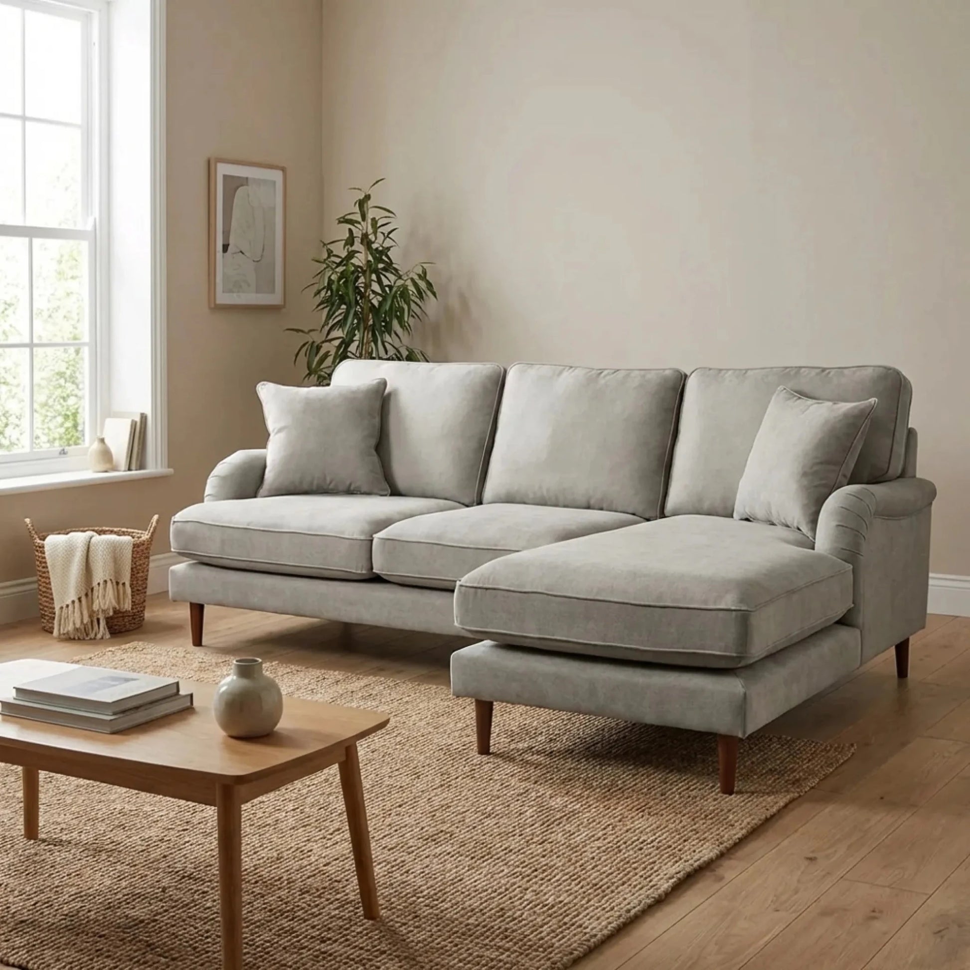 Rupert Silver Fabric Right Hand Corner Sofa - Furniture Instore