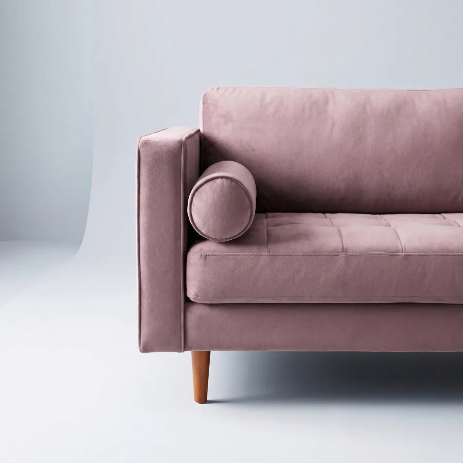Scott Dusty Rose Velvet 4 Seater Sofa - Furniture Instore
