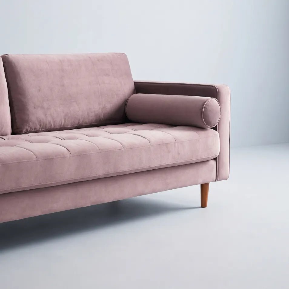 Scott Dusty Rose Velvet 4 Seater Sofa - Furniture Instore