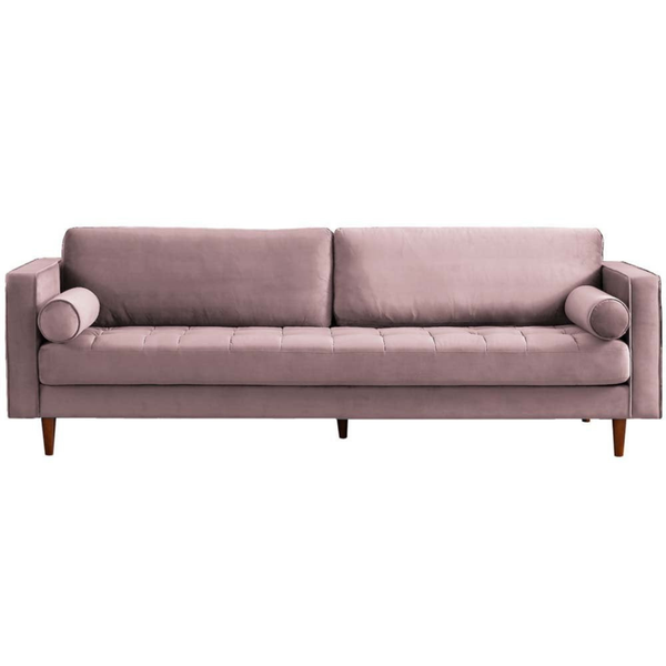 Scott Dusty Rose Velvet 4 Seater Sofa