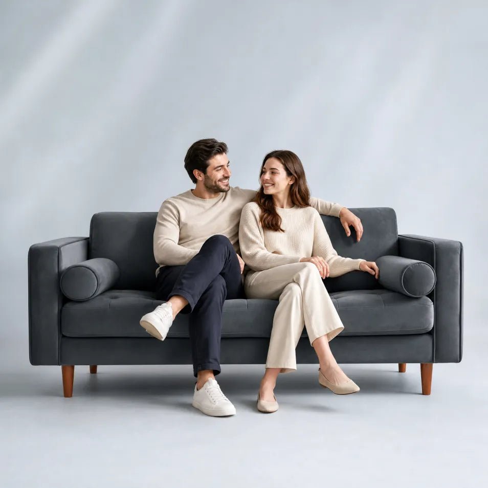 Scott Grey Velvet 2 Seater Sofa - Furniture Instore