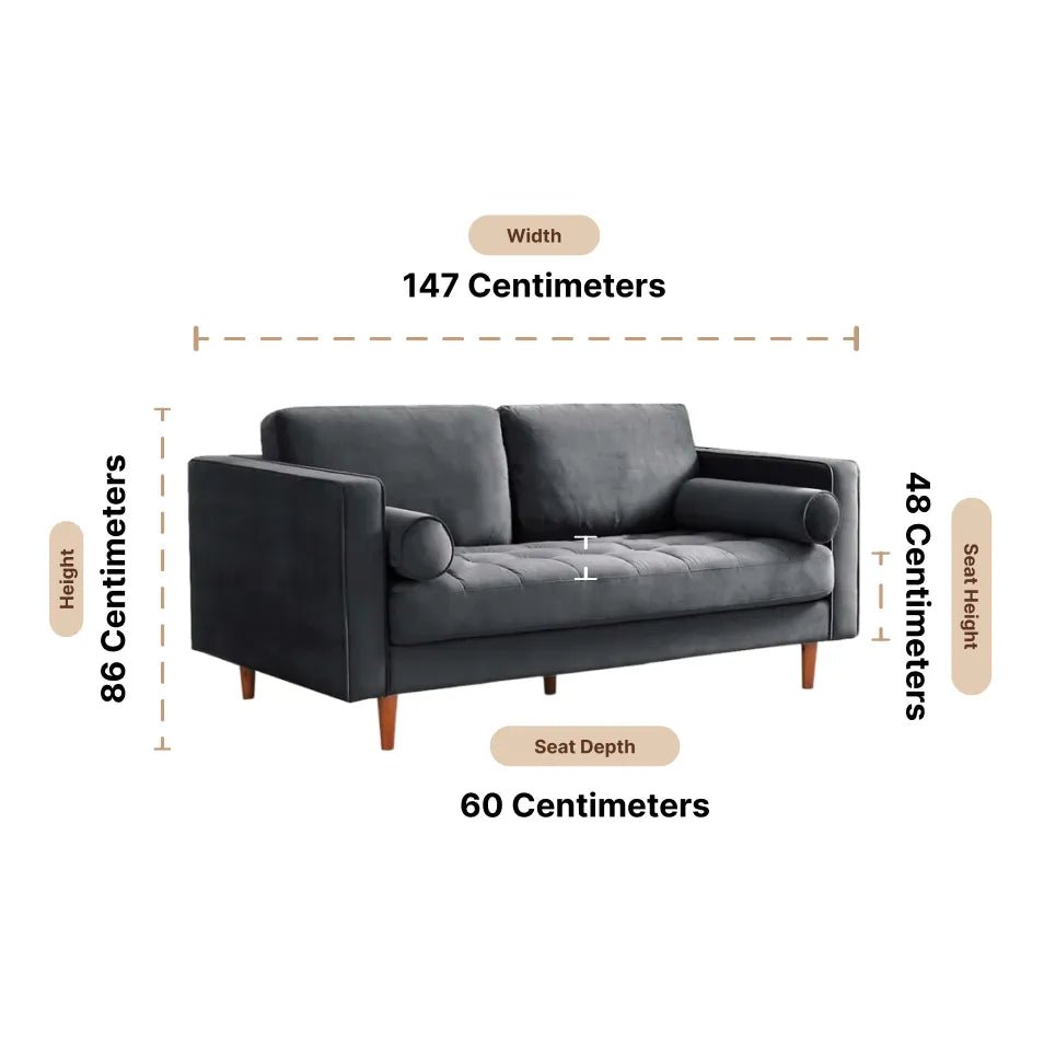 Scott Grey Velvet 2 Seater Sofa - Furniture Instore