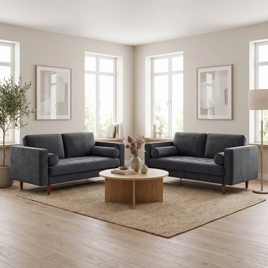 Scott Grey Velvet 2+2 Sofa Set - Furniture Instore
