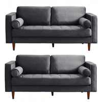Scott Grey Velvet 2+2 Sofa Set