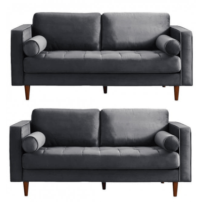 Scott Grey Velvet 2+2 Sofa Set