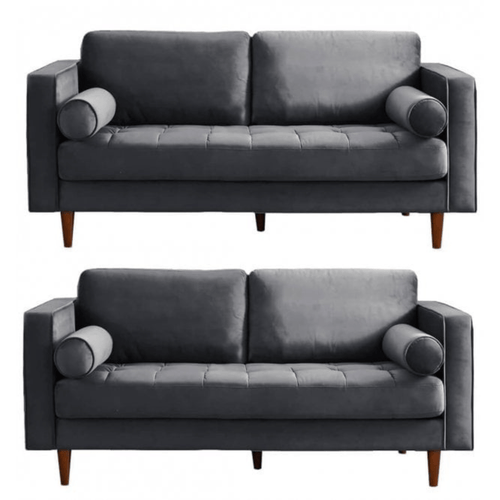 Scott Grey Velvet 2+2 Sofa Set