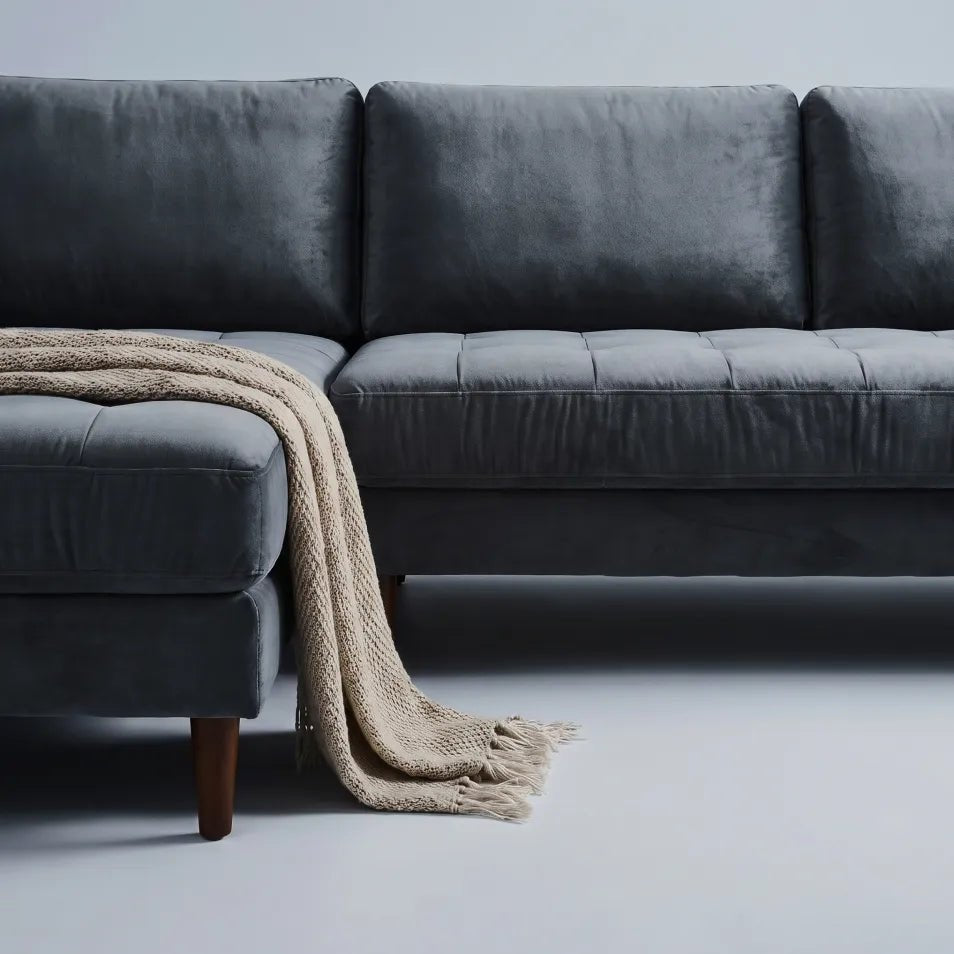 Scott Grey Velvet Corner Sofa LHC - Furniture Instore