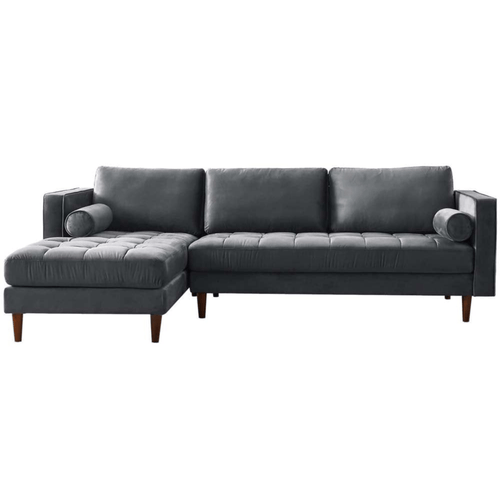 Scott Grey Velvet Corner Sofa LHC