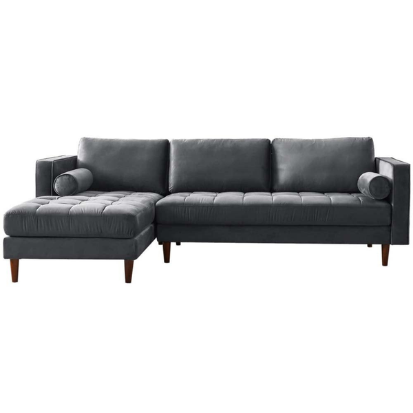 Scott Grey Velvet Corner Sofa LHC
