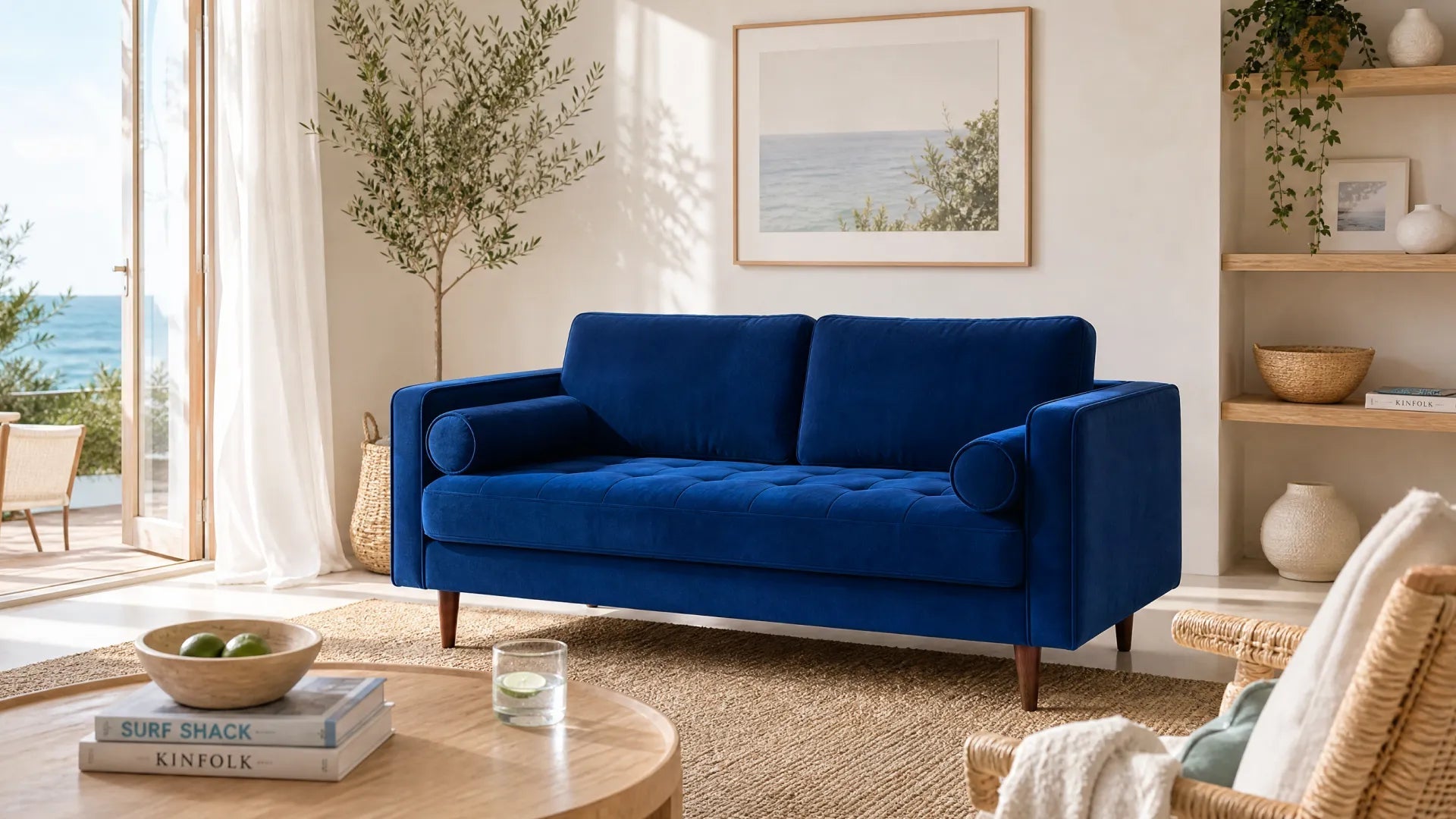 Scott Midnight Velvet 2 Seater Sofa - Furniture Instore